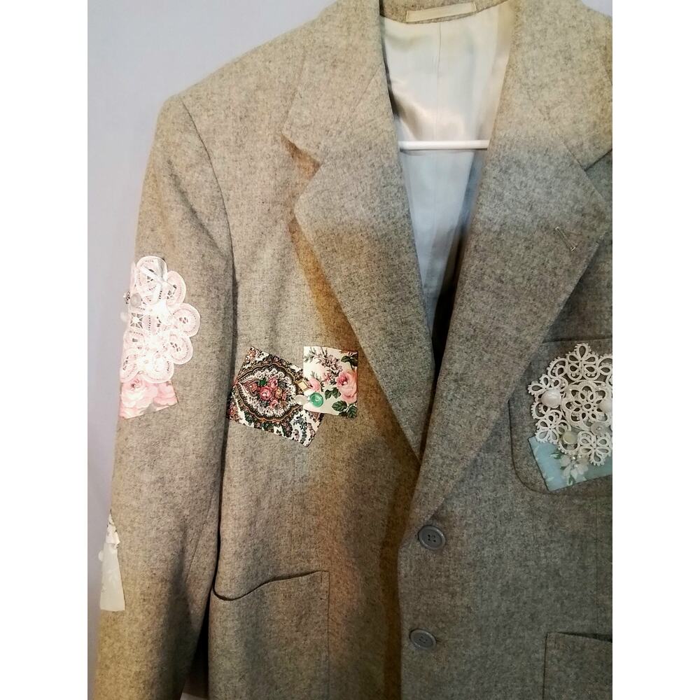 Gray Jacket With Patch Work. - image 5